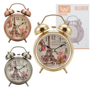 Relógio Despertador Analógico Paris Vintage 12 cm Altomex AL-2302
