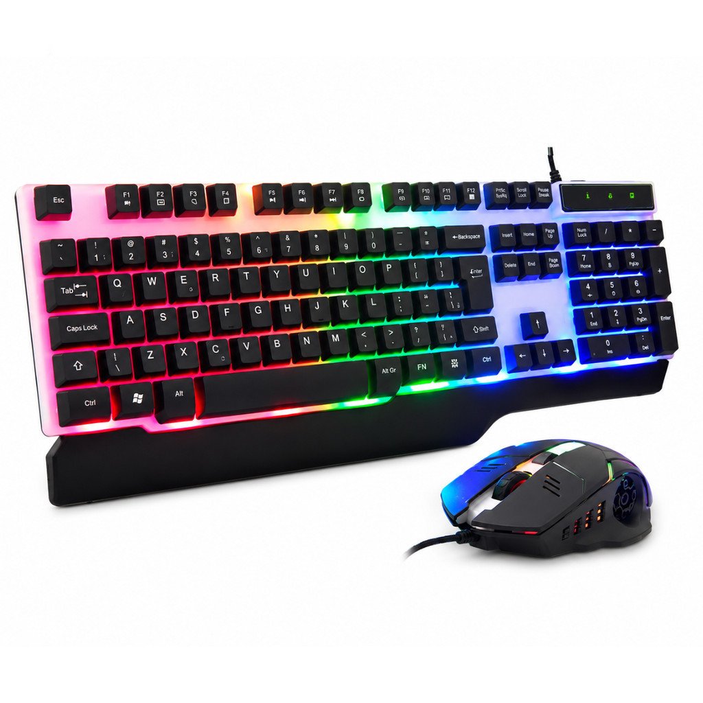 Kit Teclado E Mouse Gamer Semi Mecânico LED RGB Kapbom KA-688