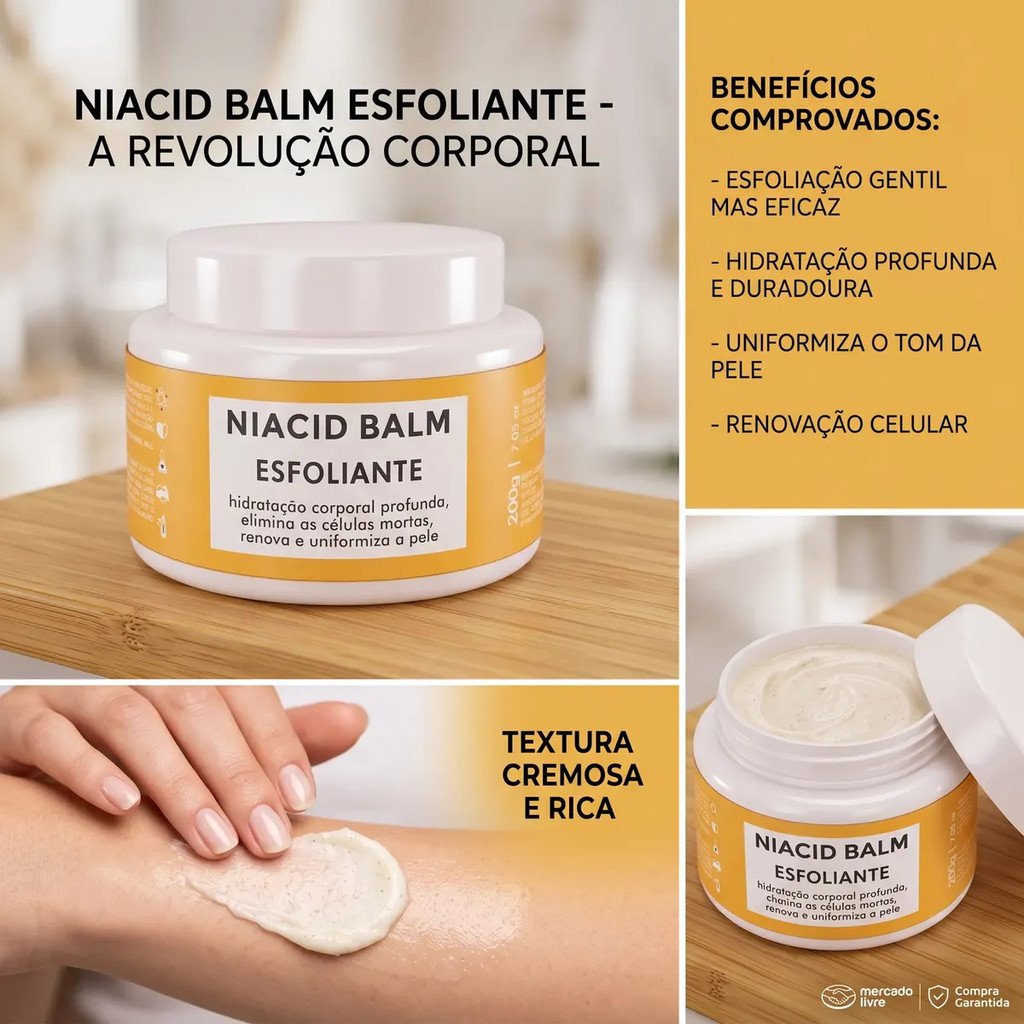 Creme Esfoliante Corporal Niacid Balm 200g Renovação e Hidratação Cod.89191