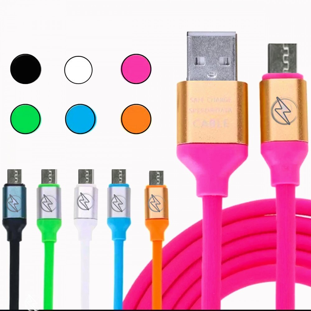 Cabo de Dados USB V8 Emborrachado Colorido 1.2 Metros Kapbom KAP-311-V8