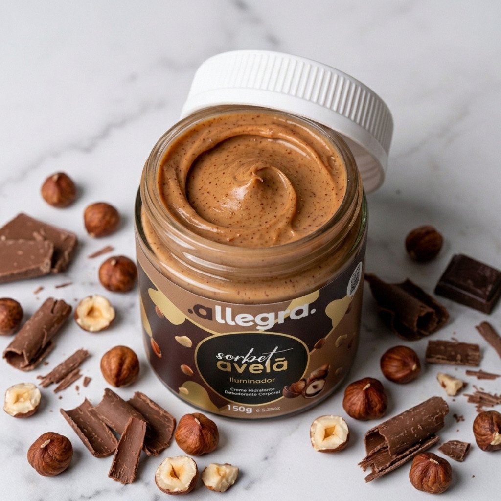 Creme Hidratante Corporal Allegra Sorbet Avelã Iluminador 150g Hidratação e Brilho para a Pele