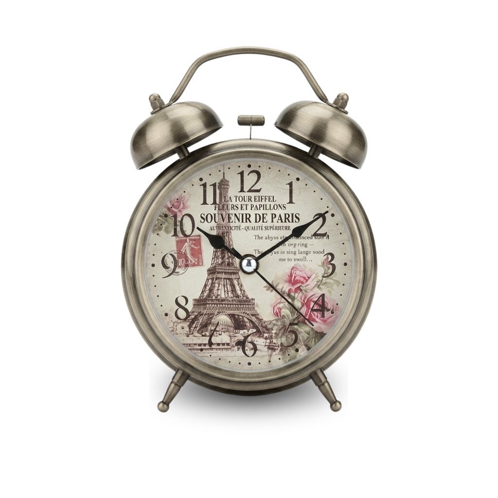 Relógio Despertador Analógico Paris Vintage 12 cm Altomex AL-2302
