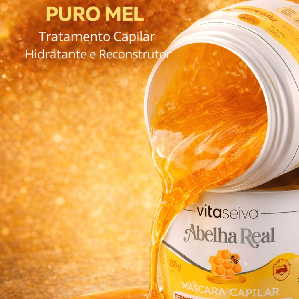 Máscara Capilar Vita Seiva Abelha Real Mel Capilar 250g Termoproteção Reconstrução e Brilho