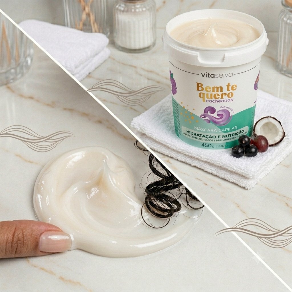 Máscara Capilar Vita Seiva Bem Te Quero Cacheadas Wavemax 450g Hidratação Nutrição e Definição