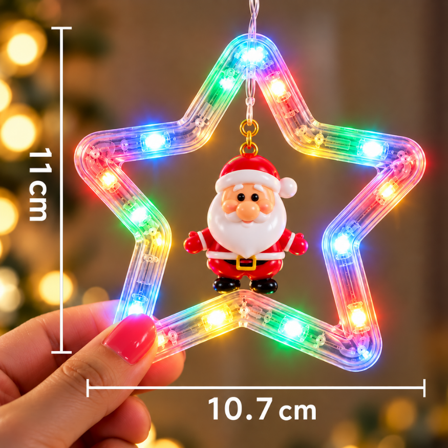 Cortina Cascata LED 3 Metros com Miniaturas Decorativas Natalinas