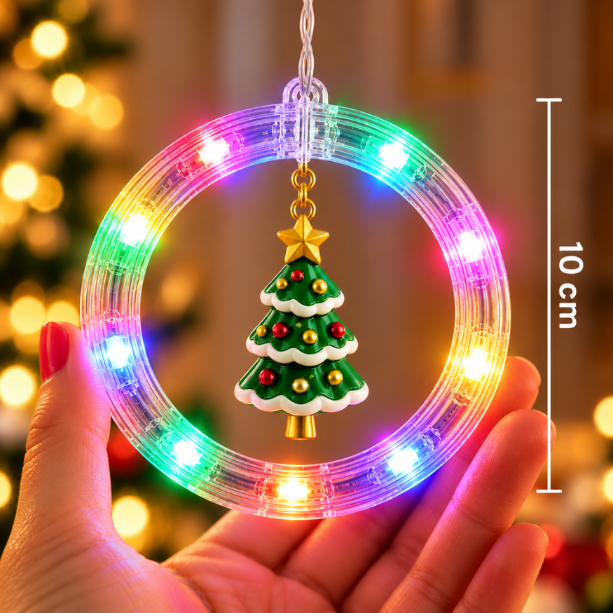 Cortina Cascata LED 3 Metros com Miniaturas Decorativas Natalinas